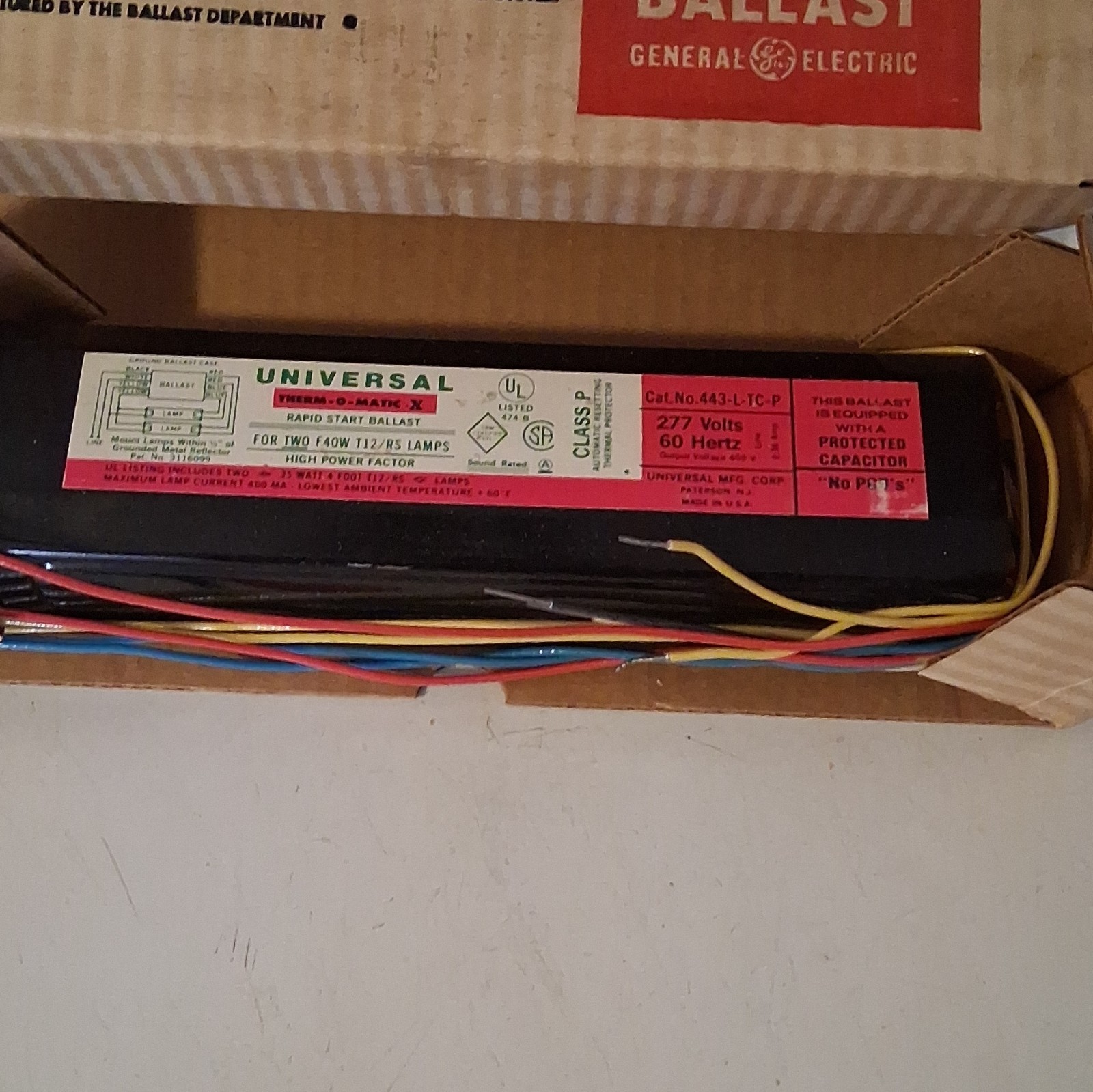 Universal 443-LTC-P Rapid Start Ballast 277V 60Hz for (2) 75W/100W T12