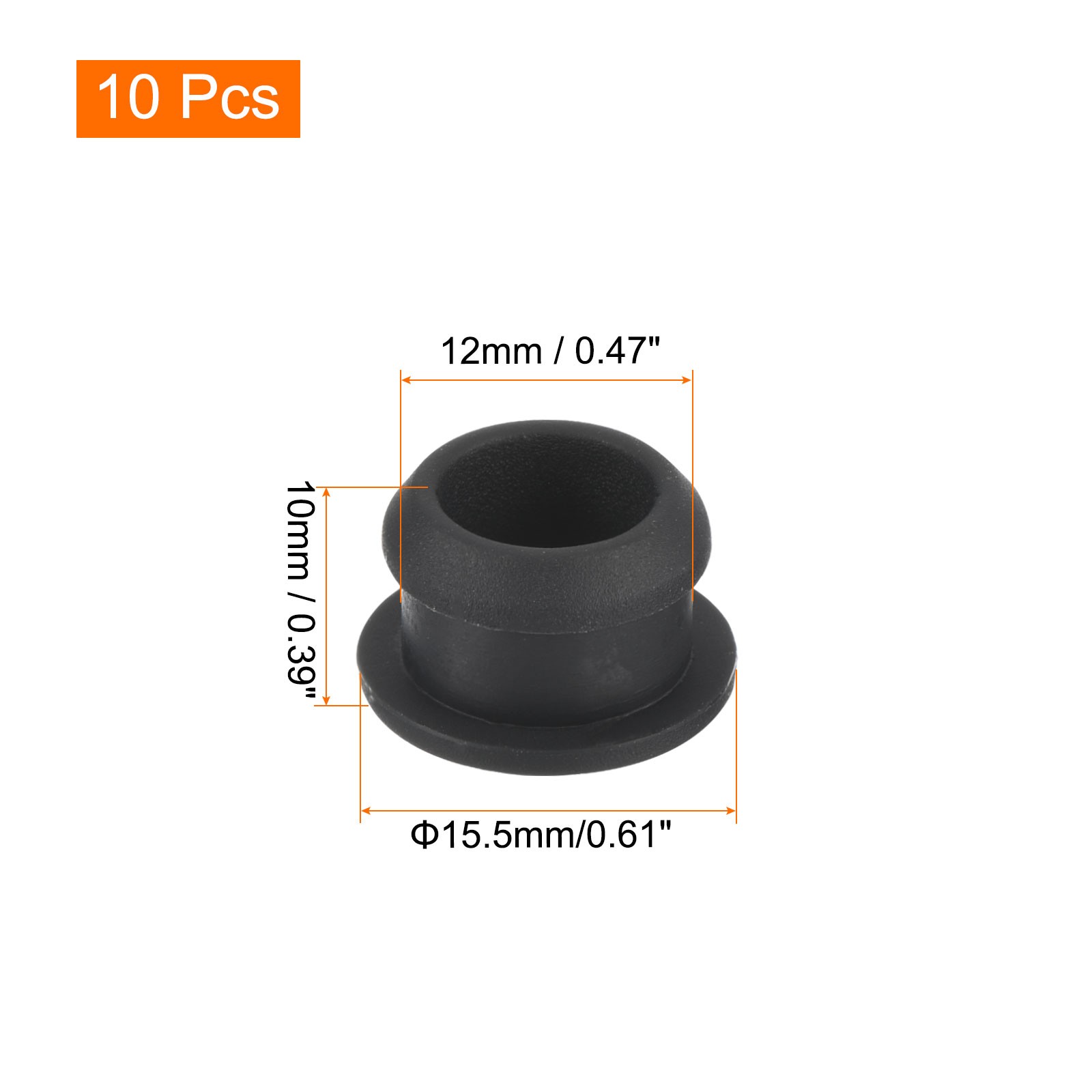 10Pcs Silicone Snap in Locking Hole Plugs Seal Cover Panel Round 12mm Black