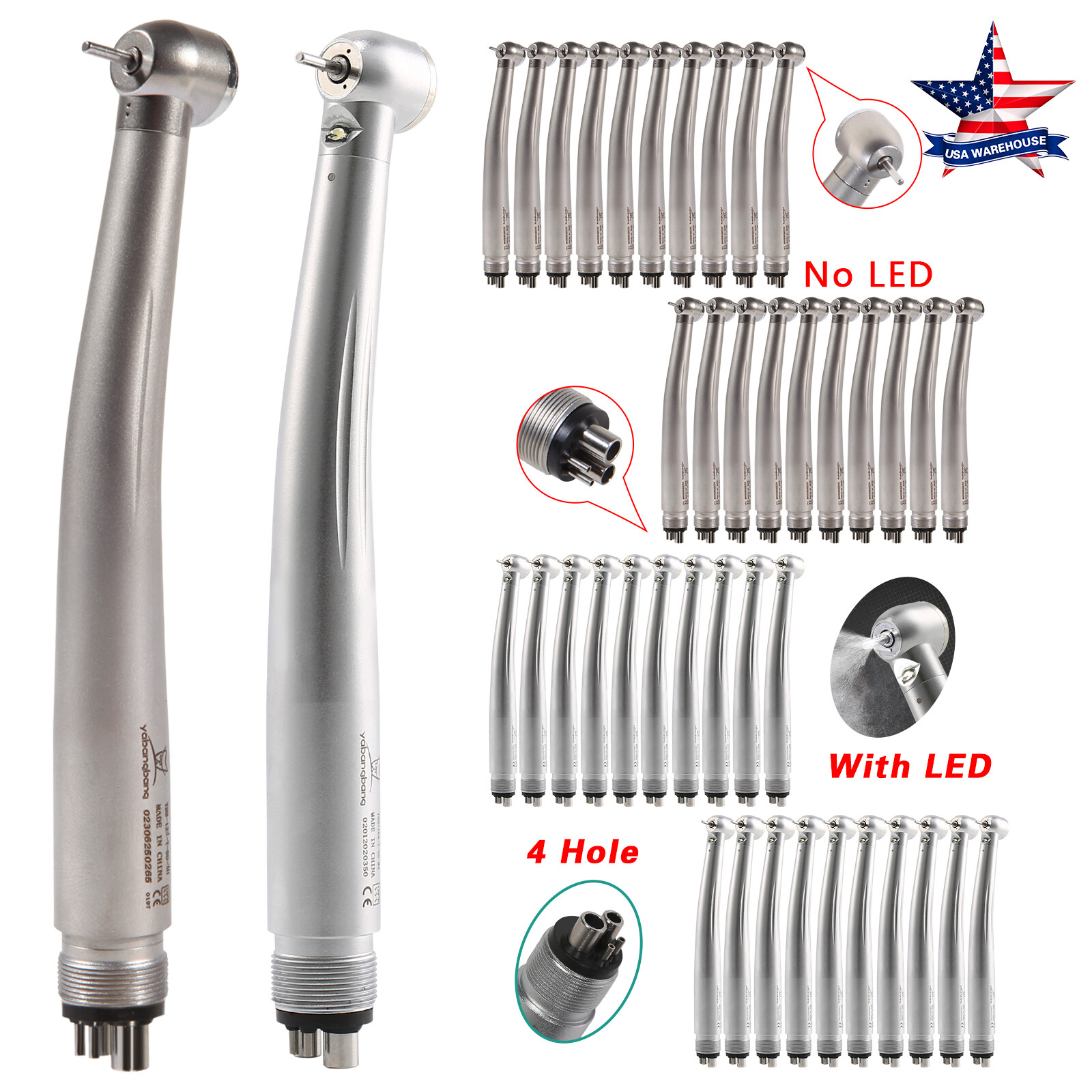 1-10 Yabangbang Dental LED E-generator / High Speed Handpiece 4/2 Hole NSK Style