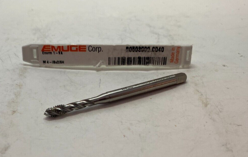 EMUGE M4 x 0.70 Blind Hole Cobalt Spiral Flute Tap – 3 Flute – Mod Bottoming –
