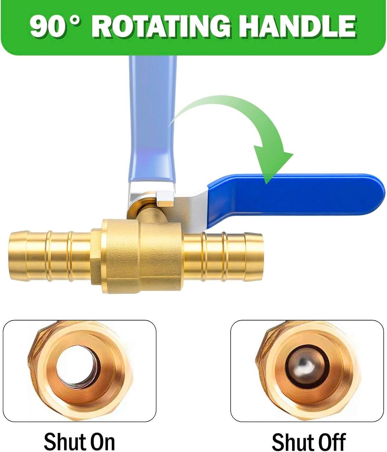 5/8″ Brass Hose Barb Ball Valve 2pcs