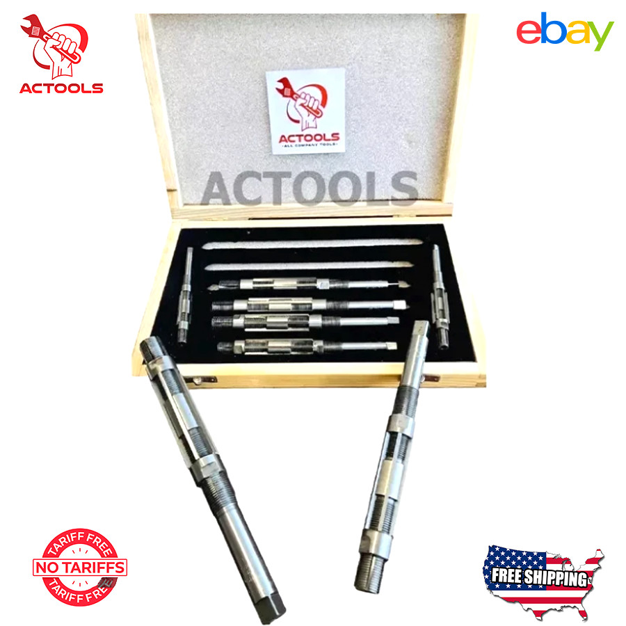 Adjustable Hand Reamer 8 Pcs Set H-4 to H-11 Sizes 15/32 To 1.1/16 ‘USA ACTOOLS