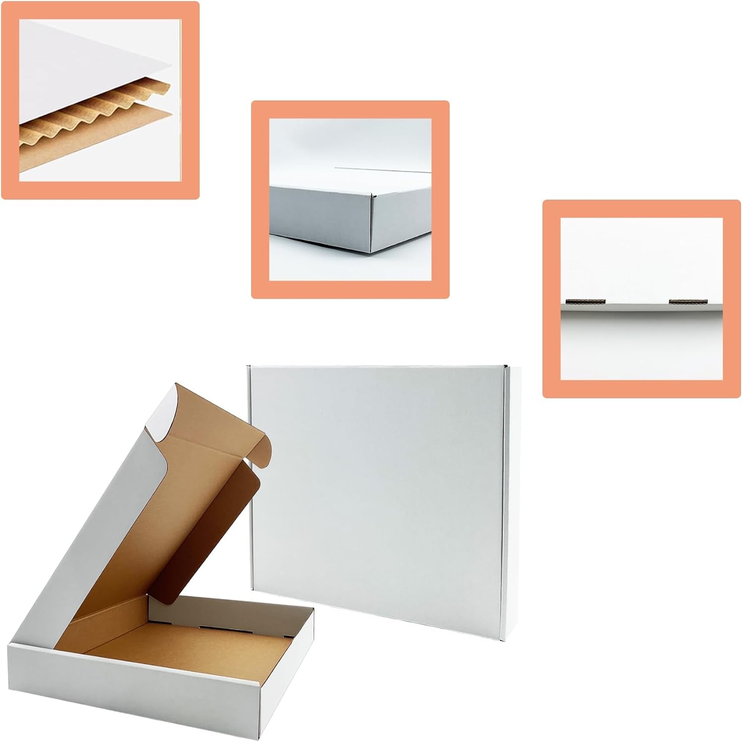 13x11x2 Inches Shipping Boxes Set of 25,White inches, White