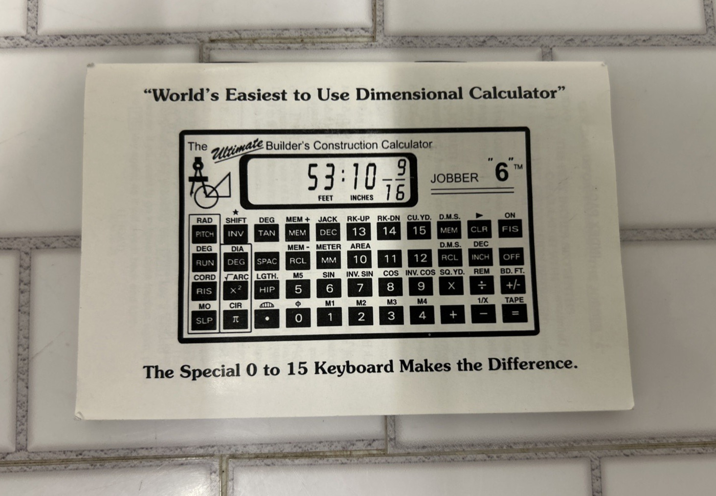 THE ULTIMATE BUILDER’S CONSTRUCTION CALCULATOR JOBBER “6” *TESTED *W/BOX