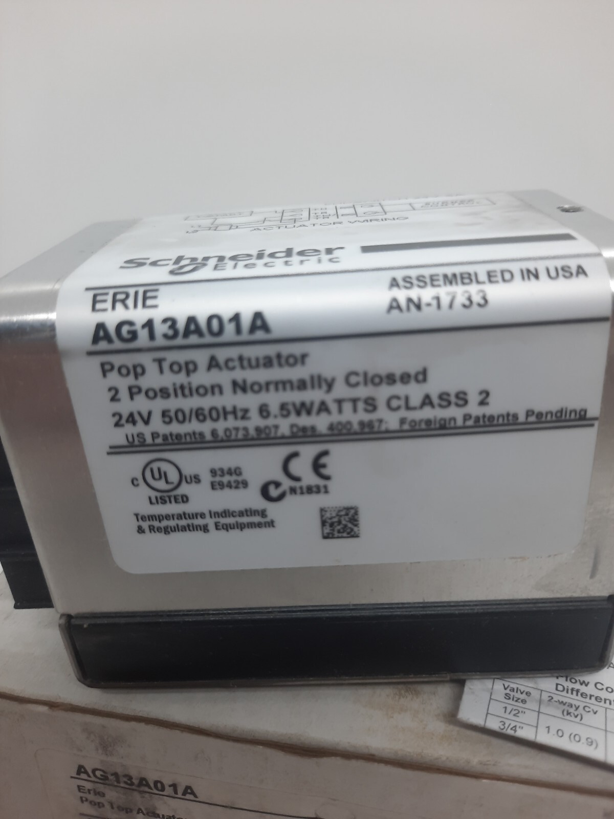NEW Old Stock Schneider Electric AG13A02A Erie Pop Top Actuator