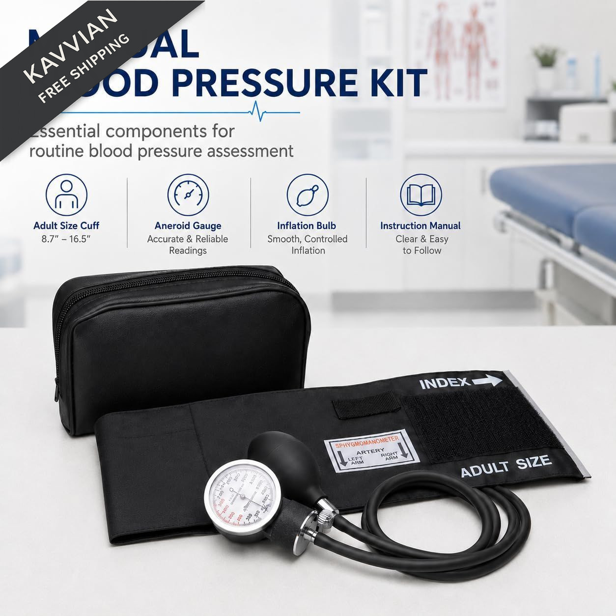 NOVAMEDIC Professional Black Adult Size Blood Pressure Monitor, Adult,