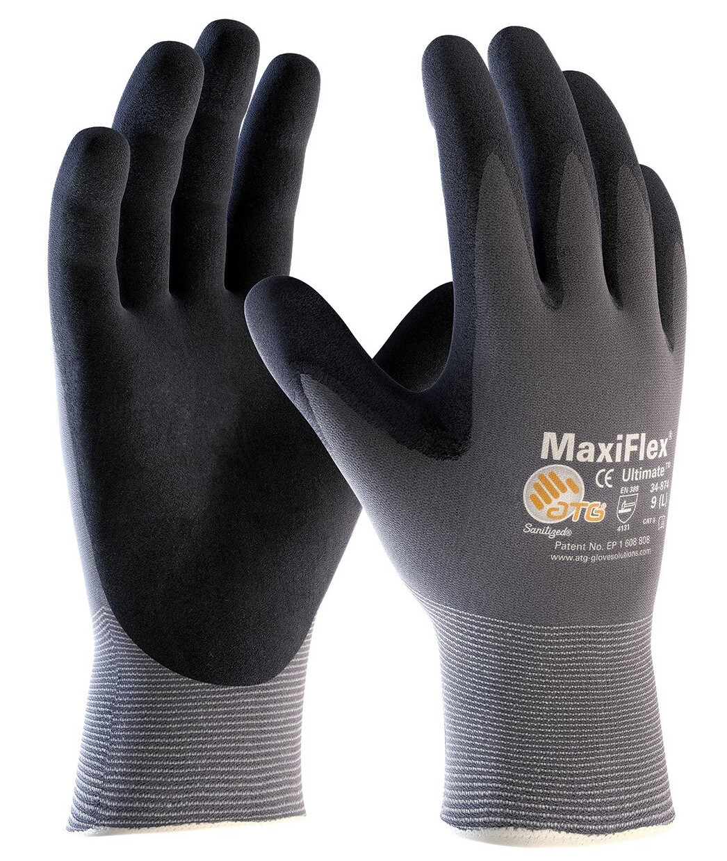 12- 34-874 MaxiFlex Foam Nitrile Grip Palm Coated PROTECTIVE WORK GLOVES XLARGE