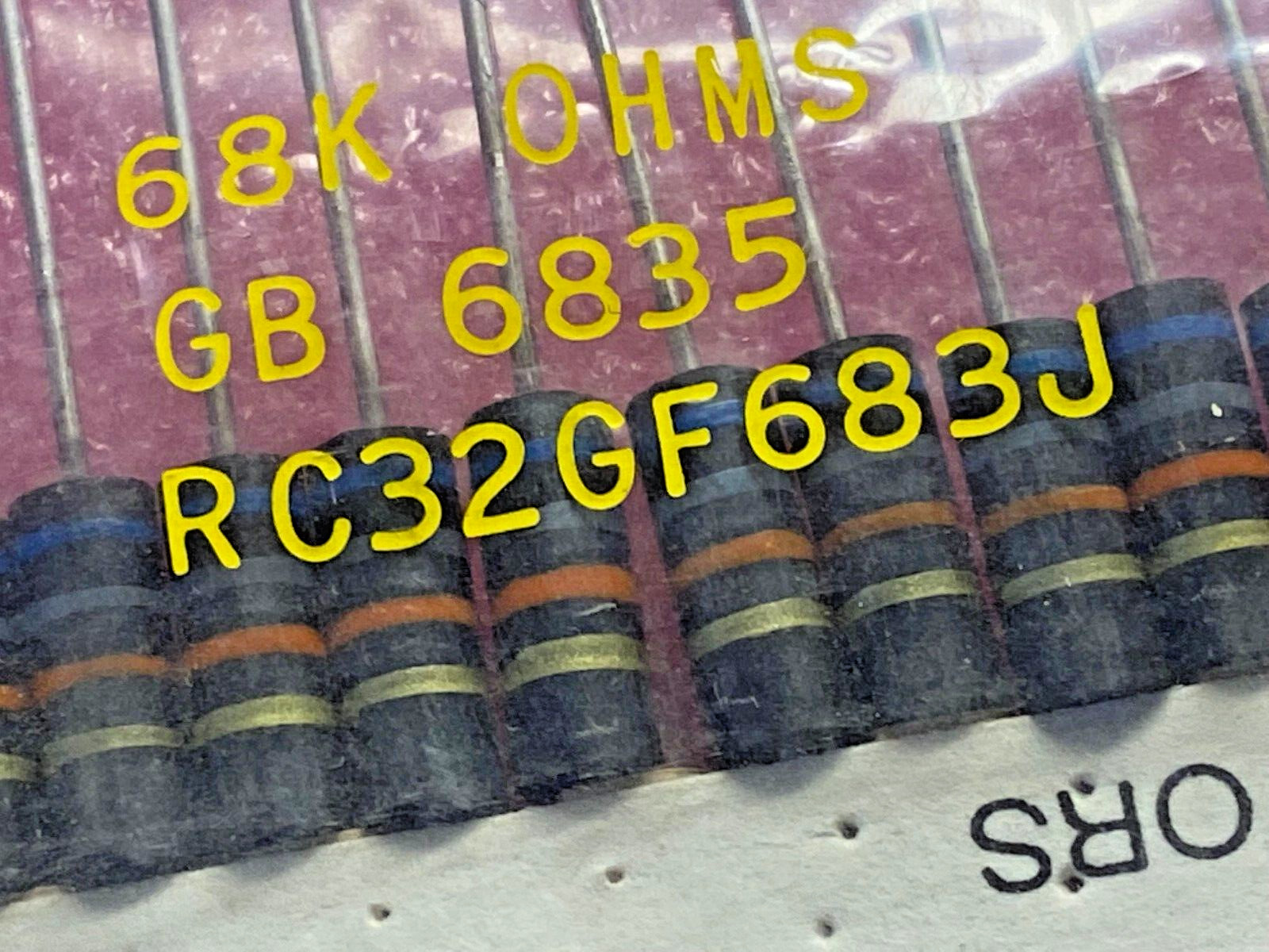 25pcs RC32GF683J Allen-Bradley, 68K ohm 1 Watt 5%,Carbon Comp Resistor