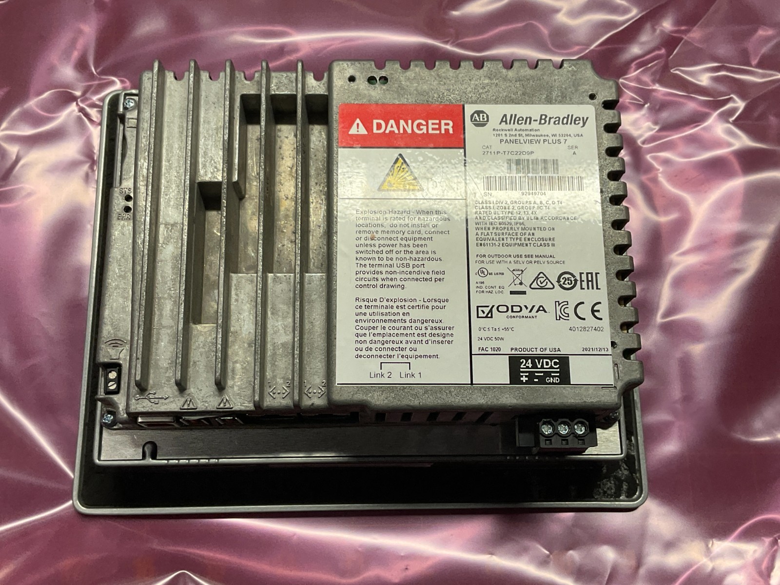 ALLEN-BRADLEY 2711P-T7C22D9P PANELVIEW PLUS 7 PERFORMANCE 7” TOUCH WISCONSIN