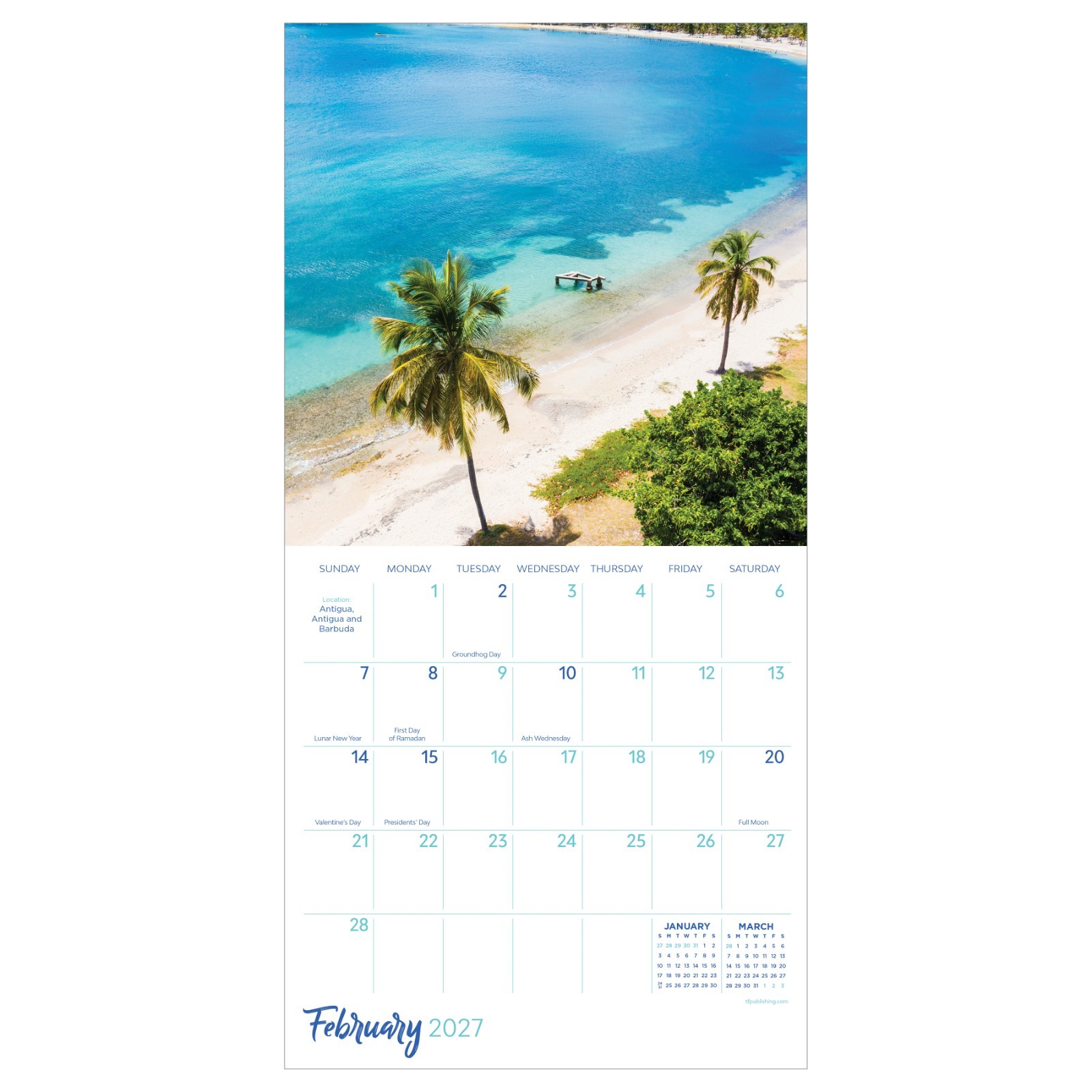 2027 Tropical Beaches Mini Calendar