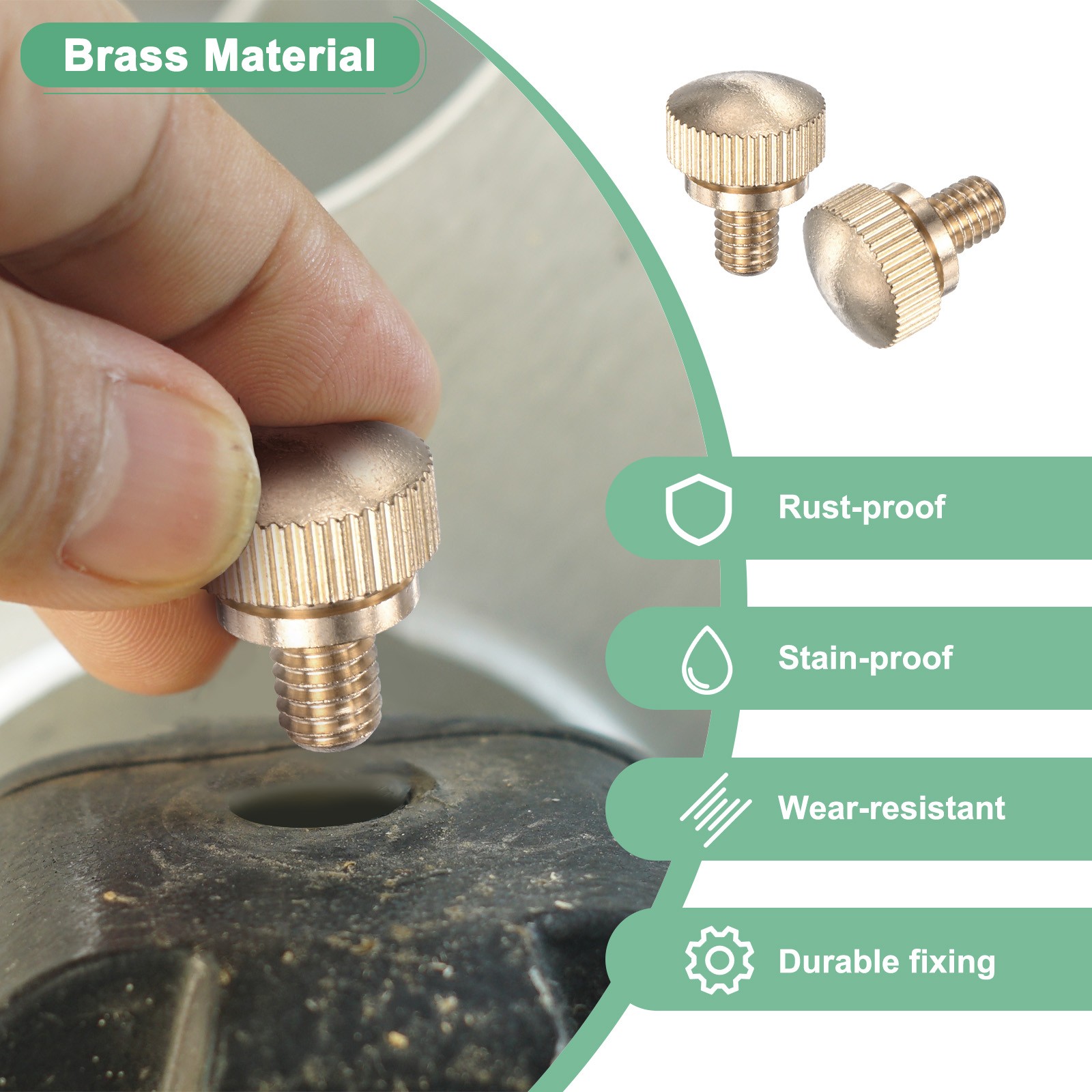6-Pack Knurled Thumb Screws, M6x8mm Solid Brass Knobs Bolts