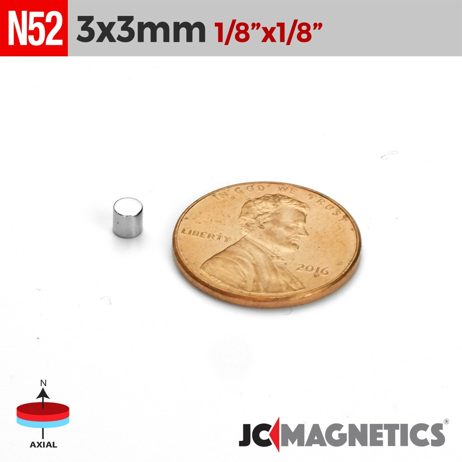 3mm x 3mm 1/8″x1/8″ N52 Strong Rare Earth Neodymium Crafts Magnet Discs 3x3mm