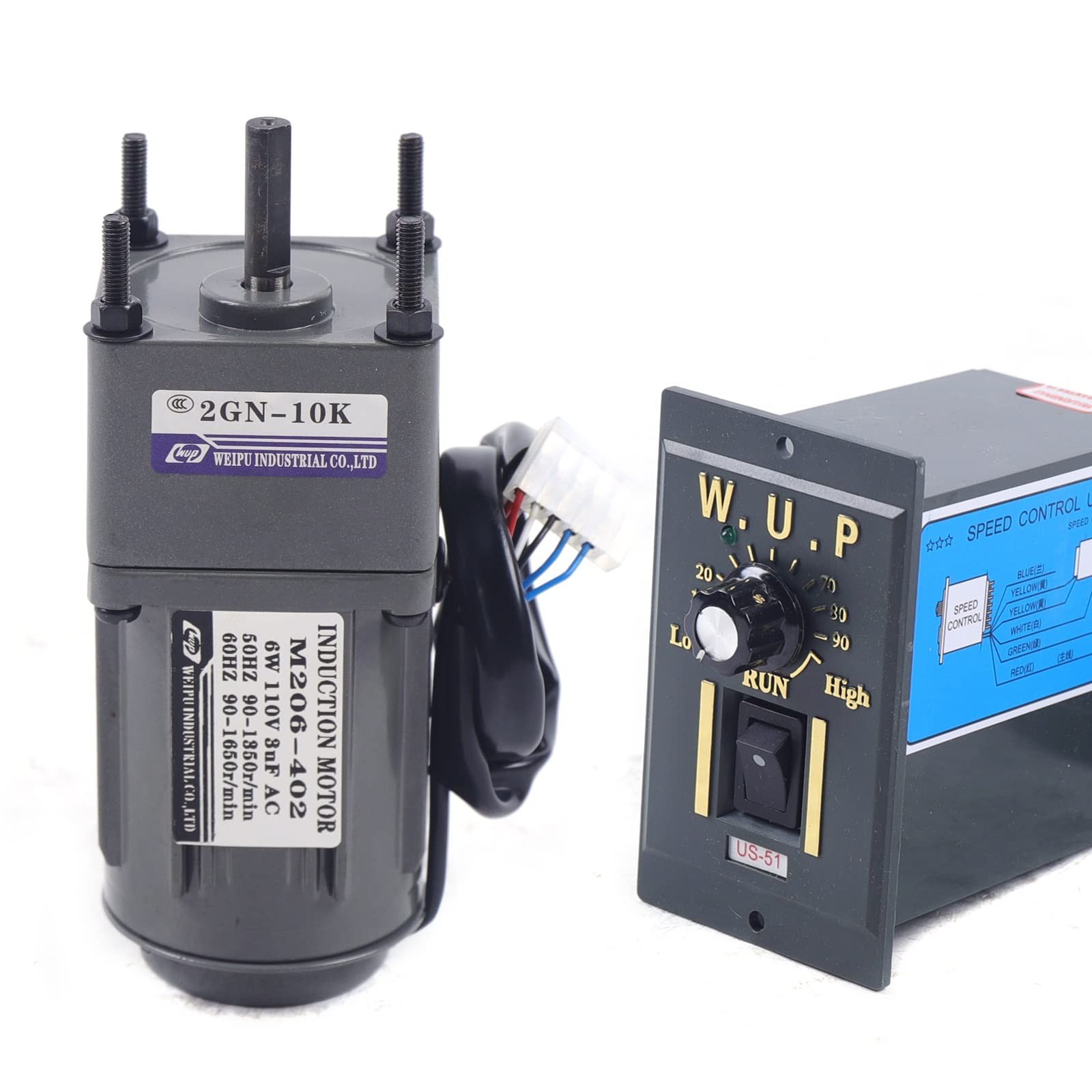 AC Gear Motor Electric Motor Variable Speed Reduction Controller 1:10 135RPM