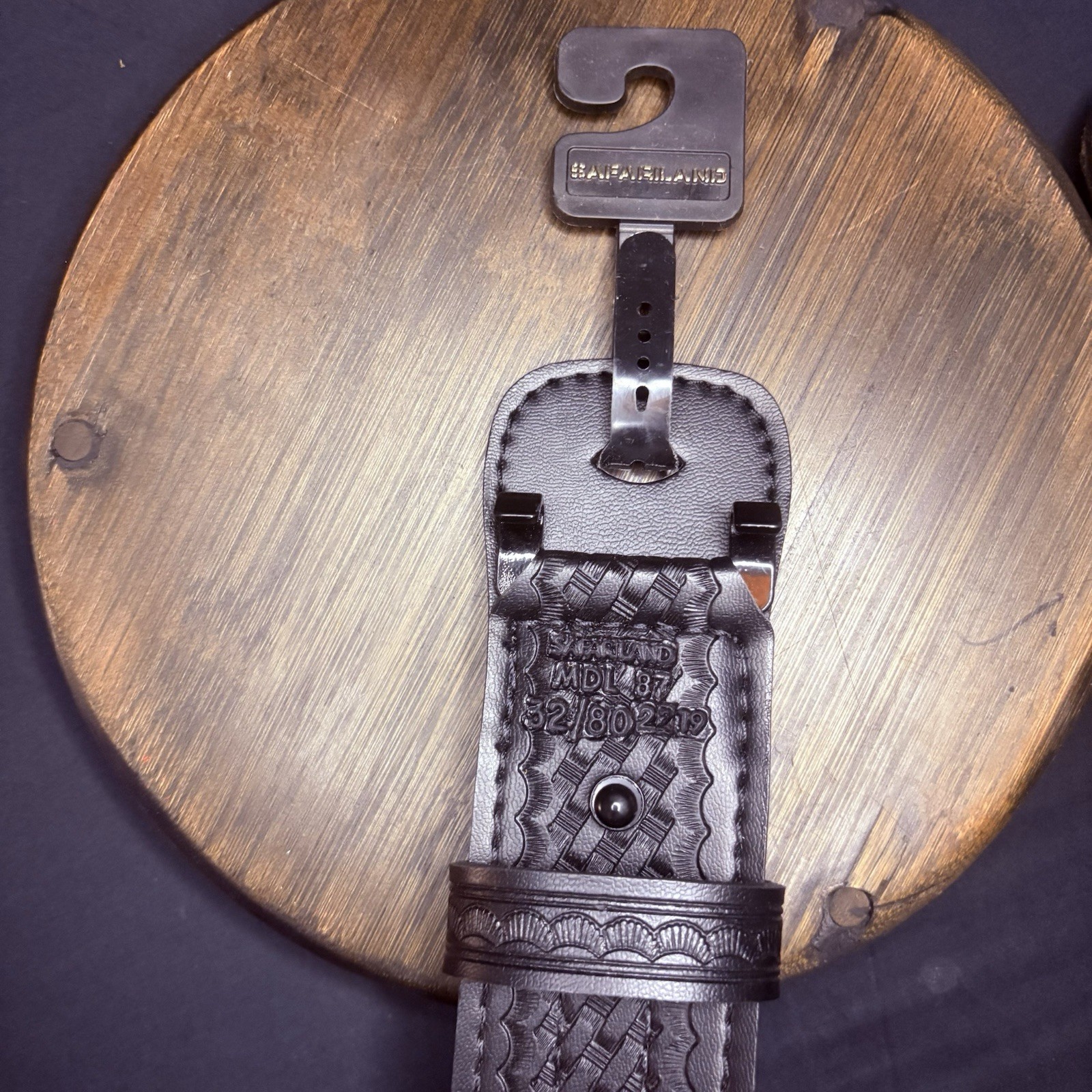 Safariland Model 87 Duty Belt – Size 32 – Sued Lined Basketweave – Black/Chrome