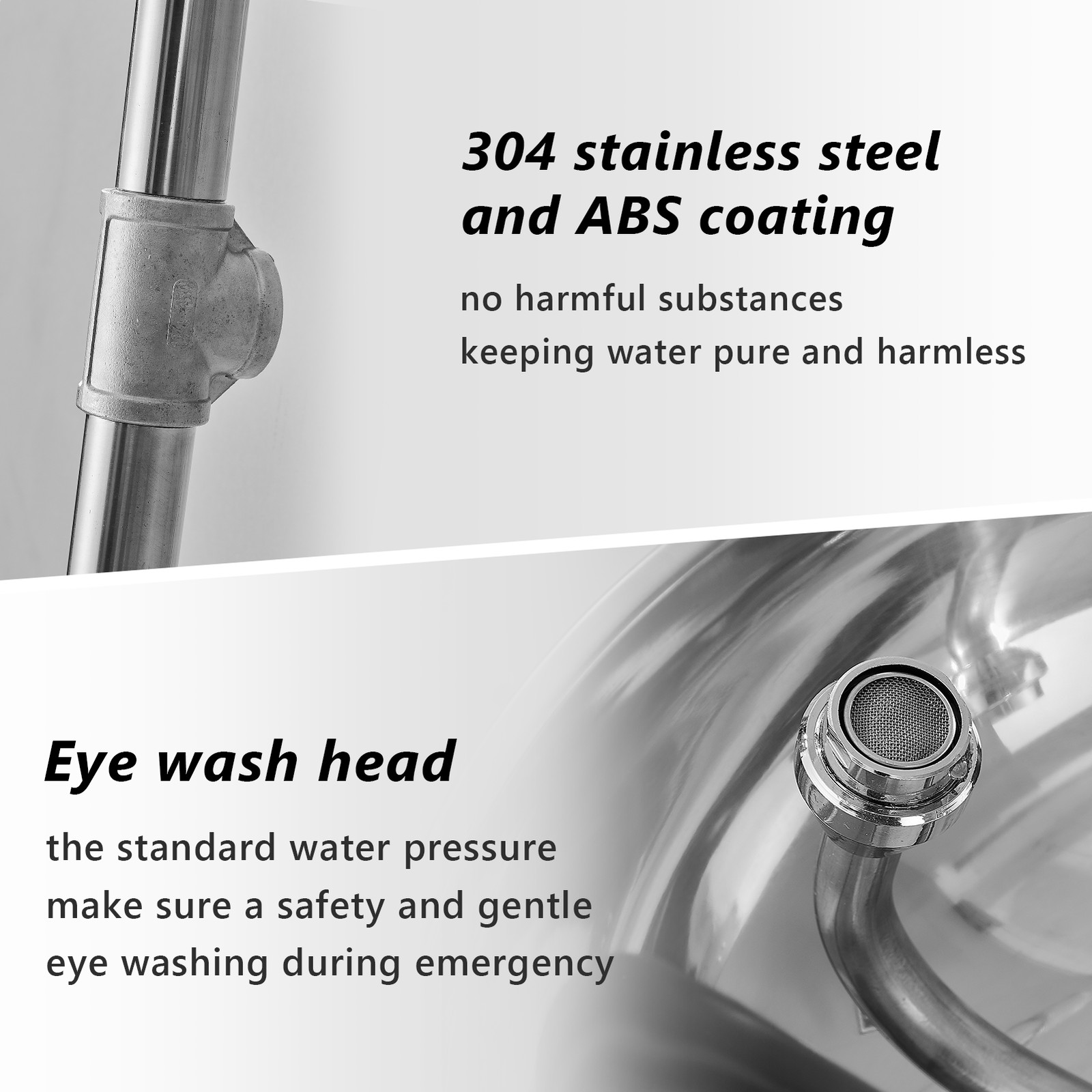 ABS Combination Shower Station Eye Wash Eyewash Station 304 Stainless Steel New