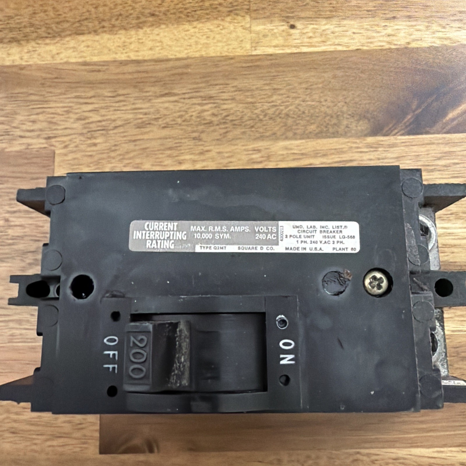 Square D Q2M-2200-MT 200 Amp 2 Pole Circuit Breaker 200A 2P 240VAC Main