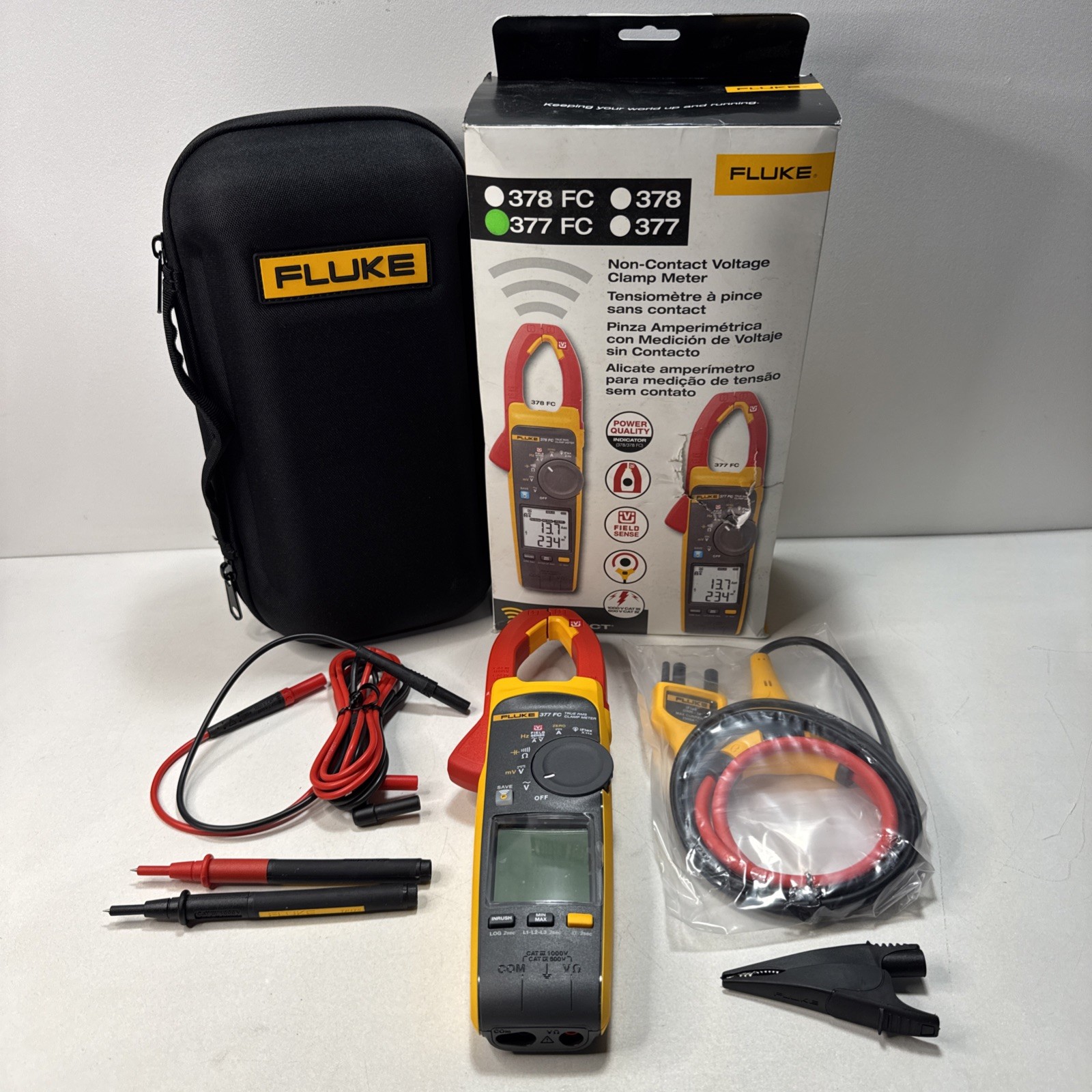 Fluke 377 FC Non-Contact Voltage True-RMS AC/DC Clamp Meter with iFlex 3-Phase