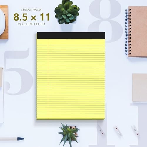 6 Pack Legal Pads 8.5″ x 11″ College Ruled Yellow Note Pads 8.5 x 11 Inch Mic…