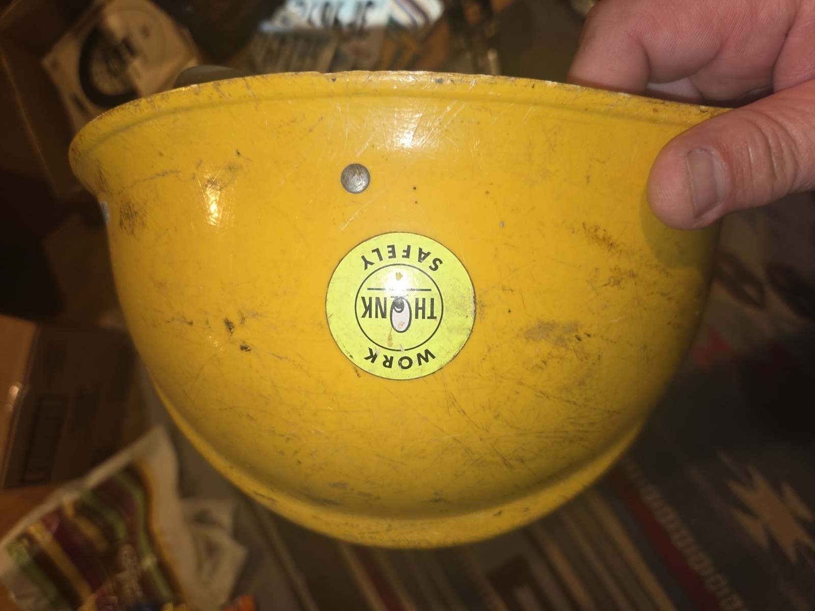 Vintage Original Yellow Bullard 502 Fiberglass Hard Boiled Hard Hat Iron Const.