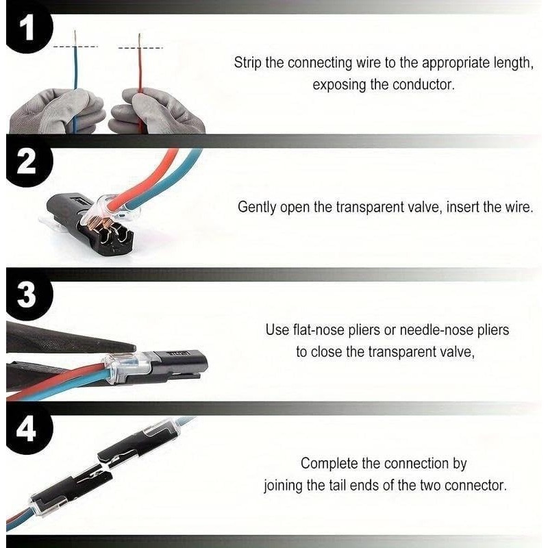 50 Pcs Double-Wire Plug-in Connector, Cable Clamp with Locking Buckle, AWG 18-22