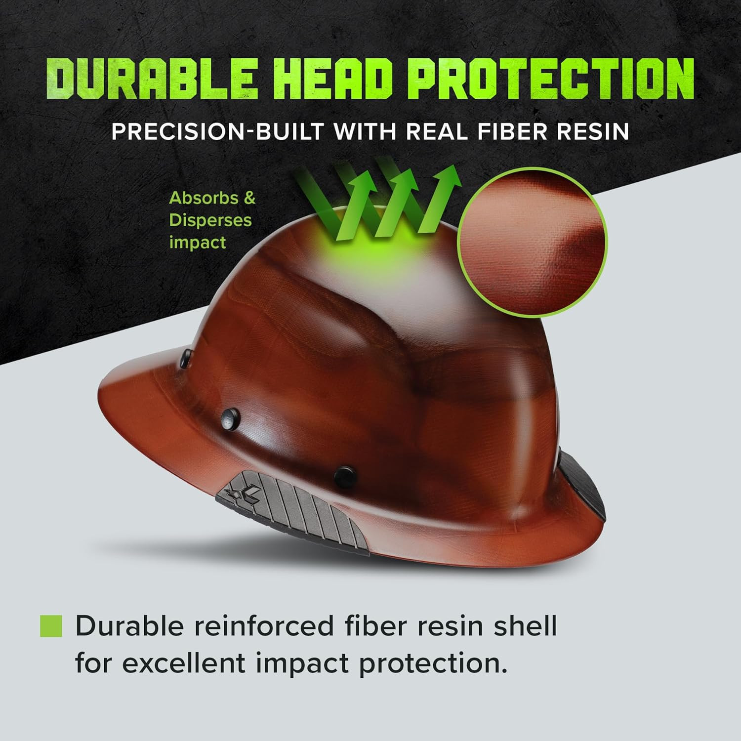 SAFETY Dax Fiber Resin Full Brim Safety Helmet/Hard Hat | 6 Point Suspensi