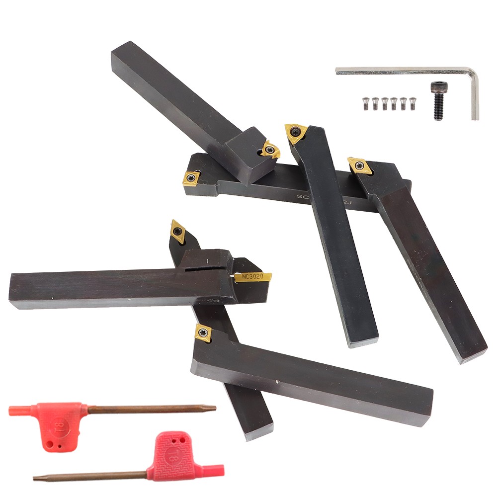 7PCS 7 Pieces/Set 1/2» Indexable Carbide Turning Tool Set in Fitted Box