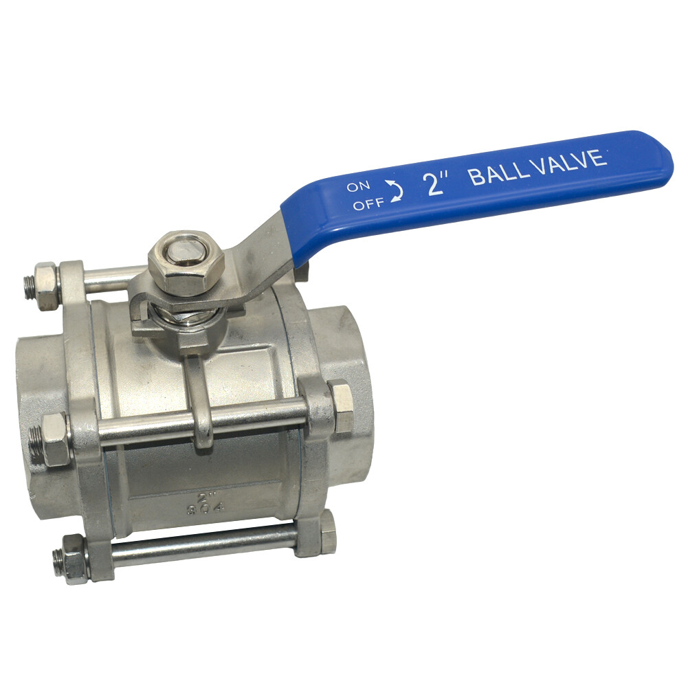 2 in inch 3 Piece NPT Ball Valve Threaded Plumbing fitting Stianless steel 304