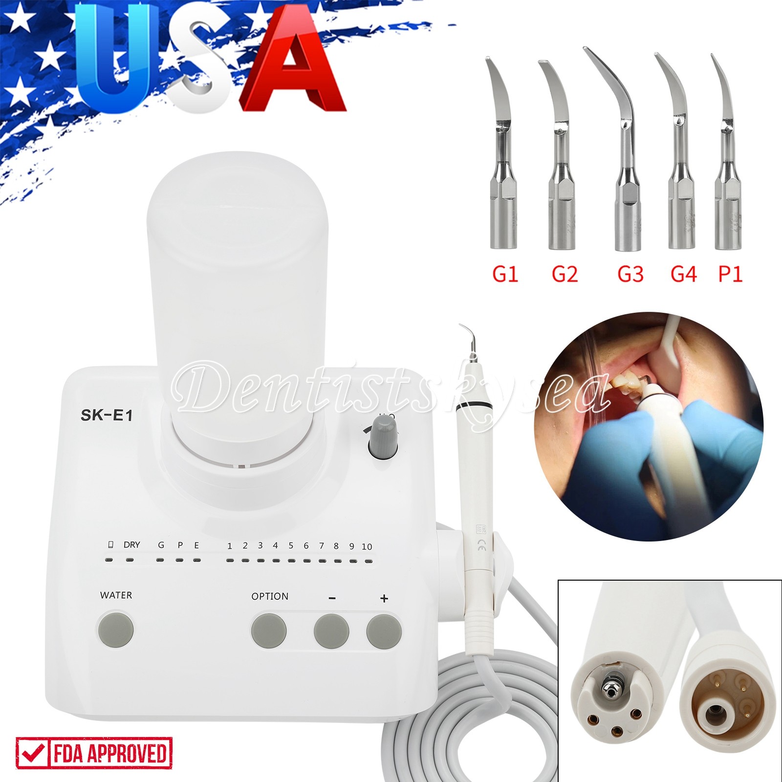 SK-E1 Dental Ultrasonic Piezo Scaler W/Handpiece Tips Bottles Fit EMS HOT