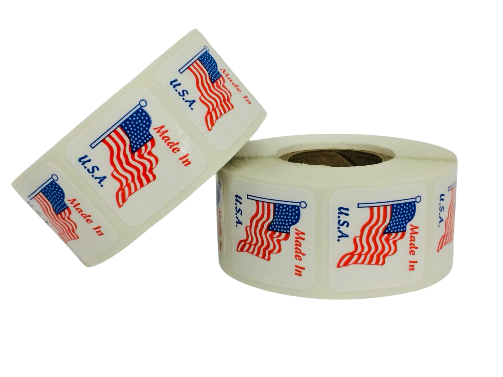 Made in U.S.A. (1″X1″) Labels America American Flag Peel & Stick (2) RLS 500 EA