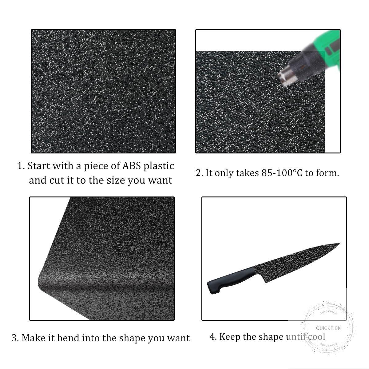 Pack of 2 ABS Plastic Sheet, Black Plastic Sheet 8″ x 12″ x 1/8″ Thick 3mm Rigid