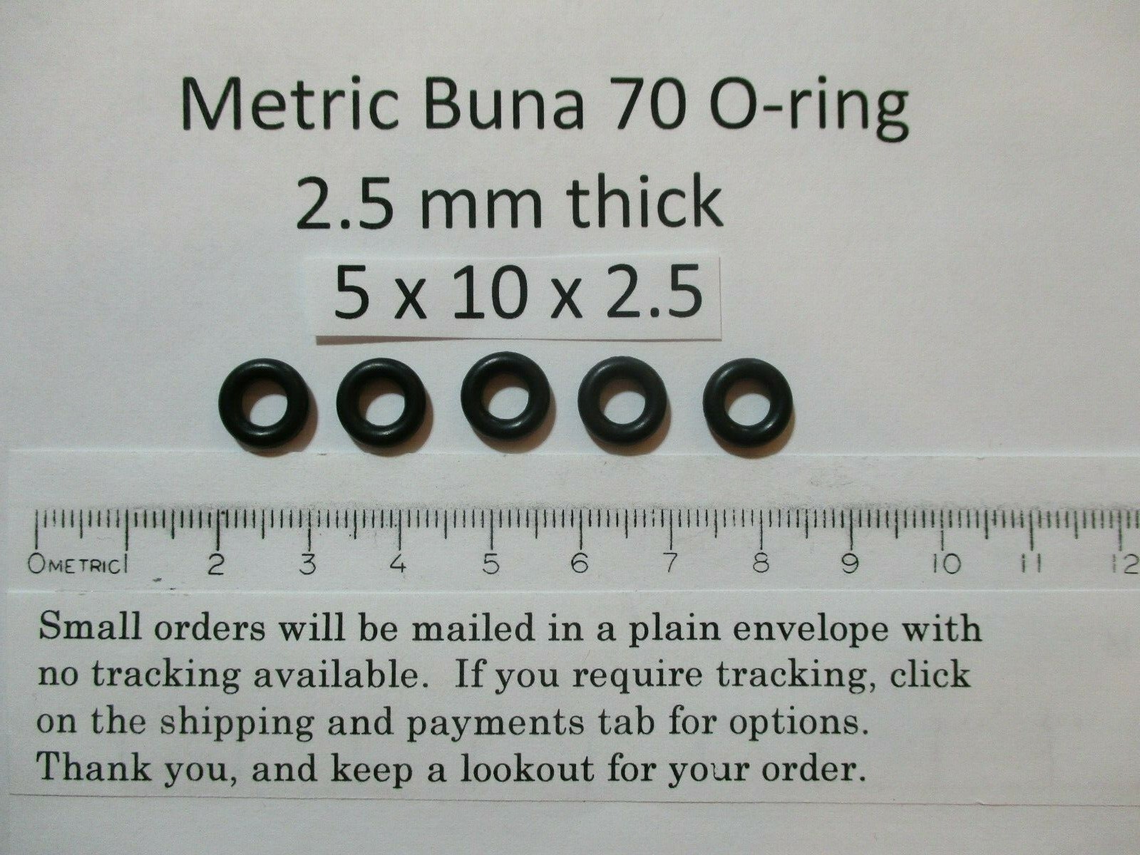 5mm ID x 10mm OD x 2.5mm thick O-ring. Buna-70. Quan 5.