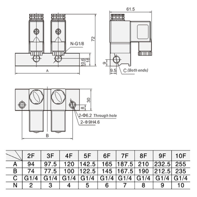 3V210-08 2-Position3-Way Solenoid Valve NO/NC Pneumatic Electronic Control Valve