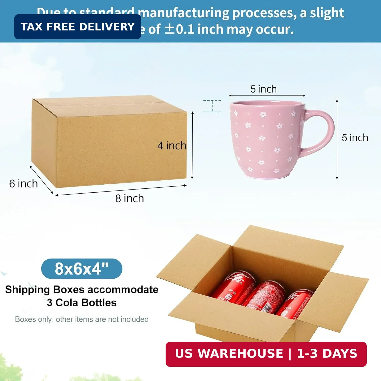 Famagic Small Shipping Boxes 8x6x4 Inch 10 Pack Brown Box Corrugated Cardboard B