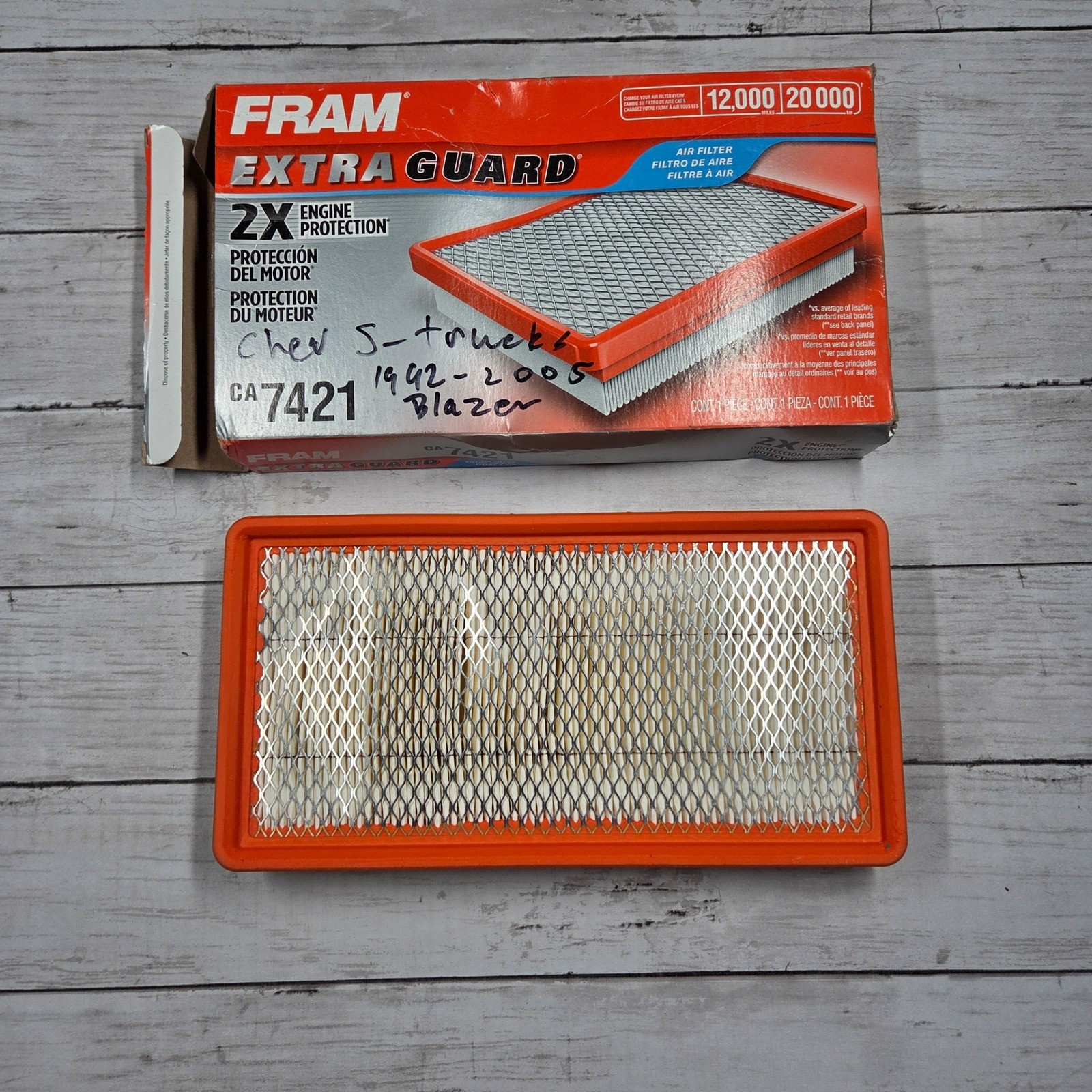FRAM Extra Guard CA7421 Engine Air Filter White Orange