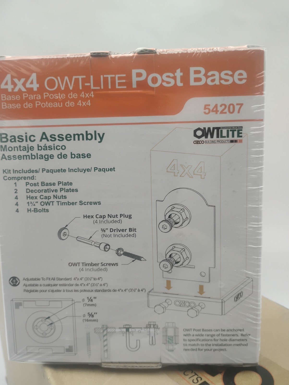 OZCO 54207 Laredo Sunset Lite 4×4 Post Base,Black, 8 pack