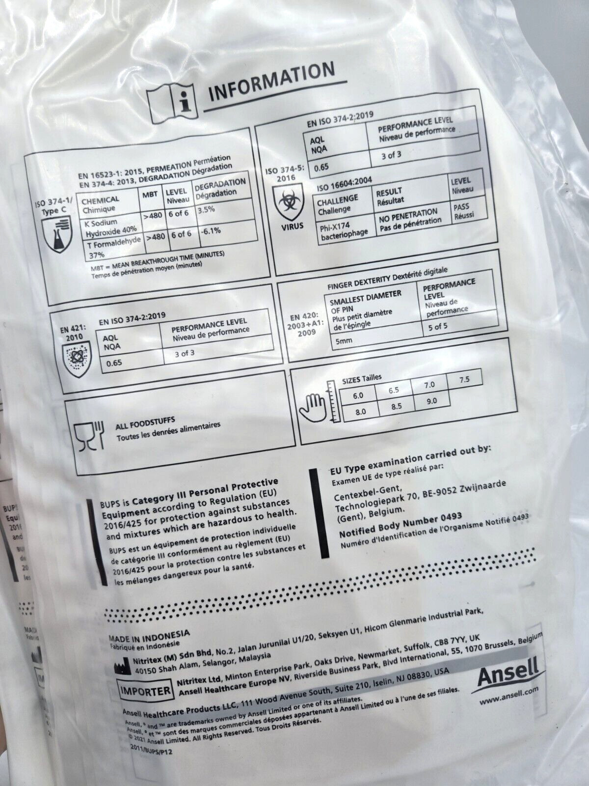 BioClean Ultimate Cleanroom Gloves BUPS-65 *200/cs* Size 6.5, 12″ Length Sterile