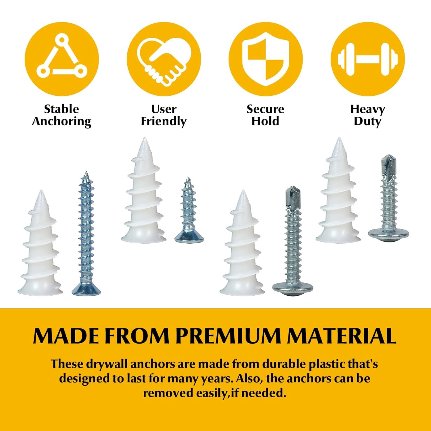 192Pcs Self Tapping Screws Drywall Anchors and Sheet Metal Screw Assortment,4 Si