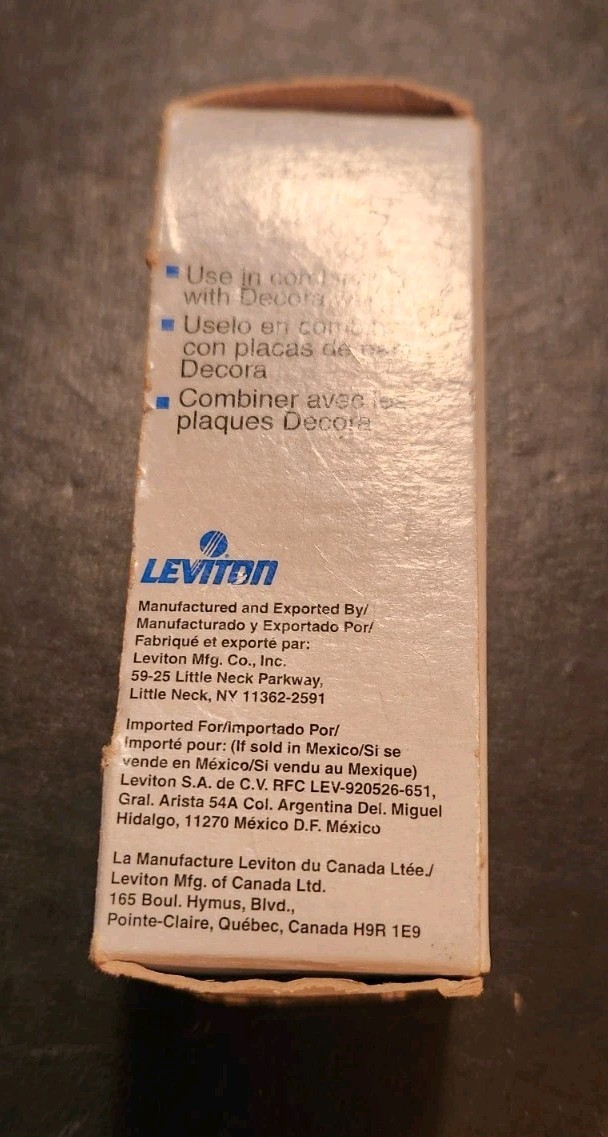 Leviton Decora 15 Amp 4-Way Rocker Switch White Back & Side Wired
