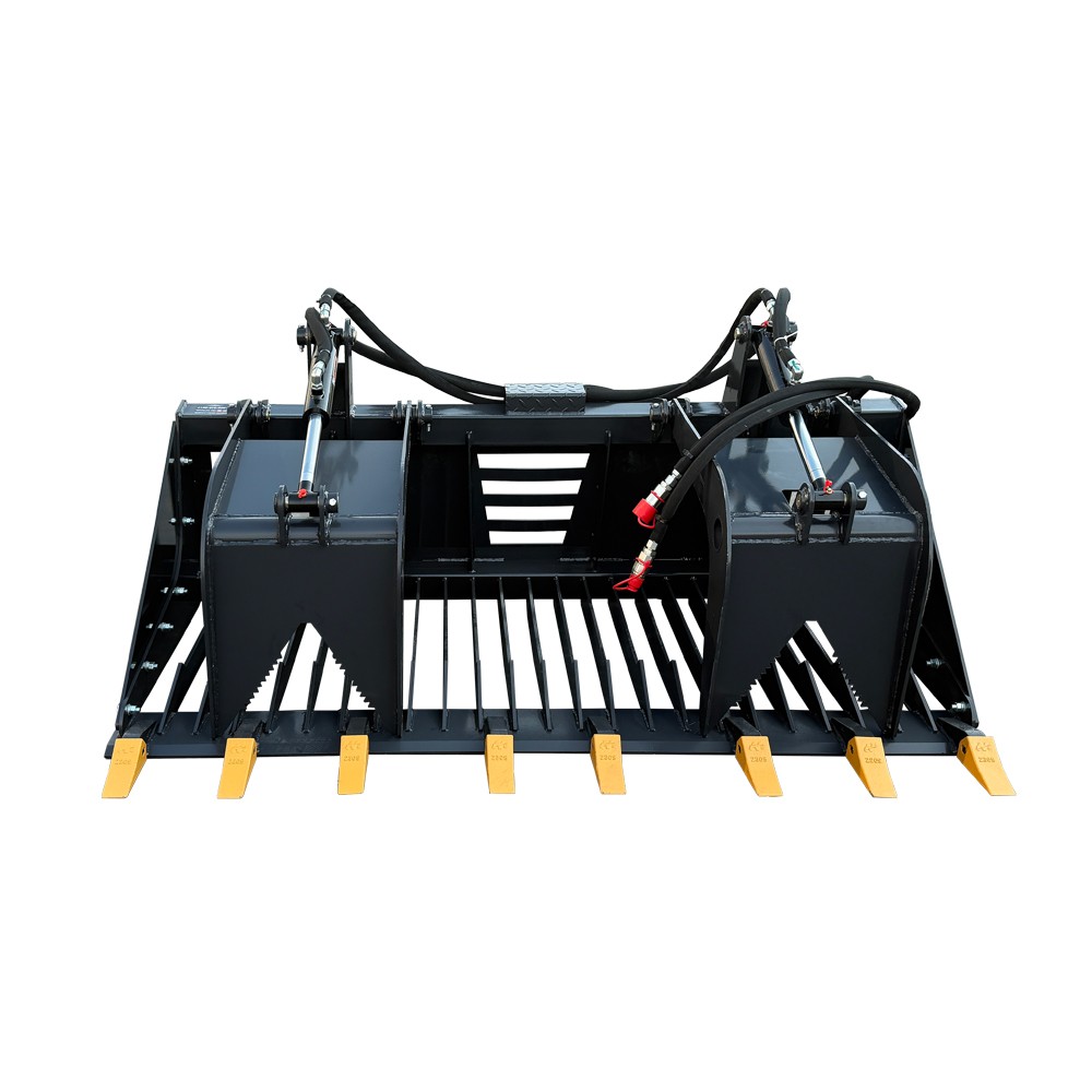 LandHonor 72in Skeleton Rock Grapple Rake Bucket w/ Teeth Skid Steer Attachments