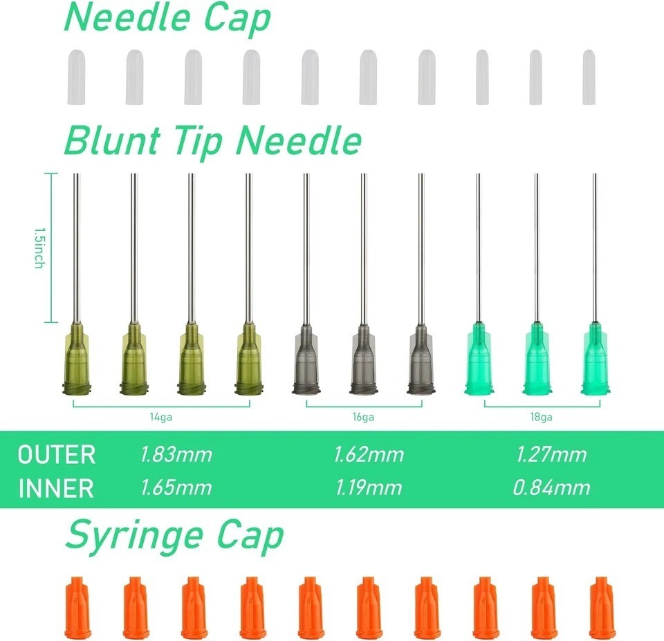 10ml Glue Applicator Syringe with 14G/16G/18G Blunt Tips – For Ink, Epoxy, Craft