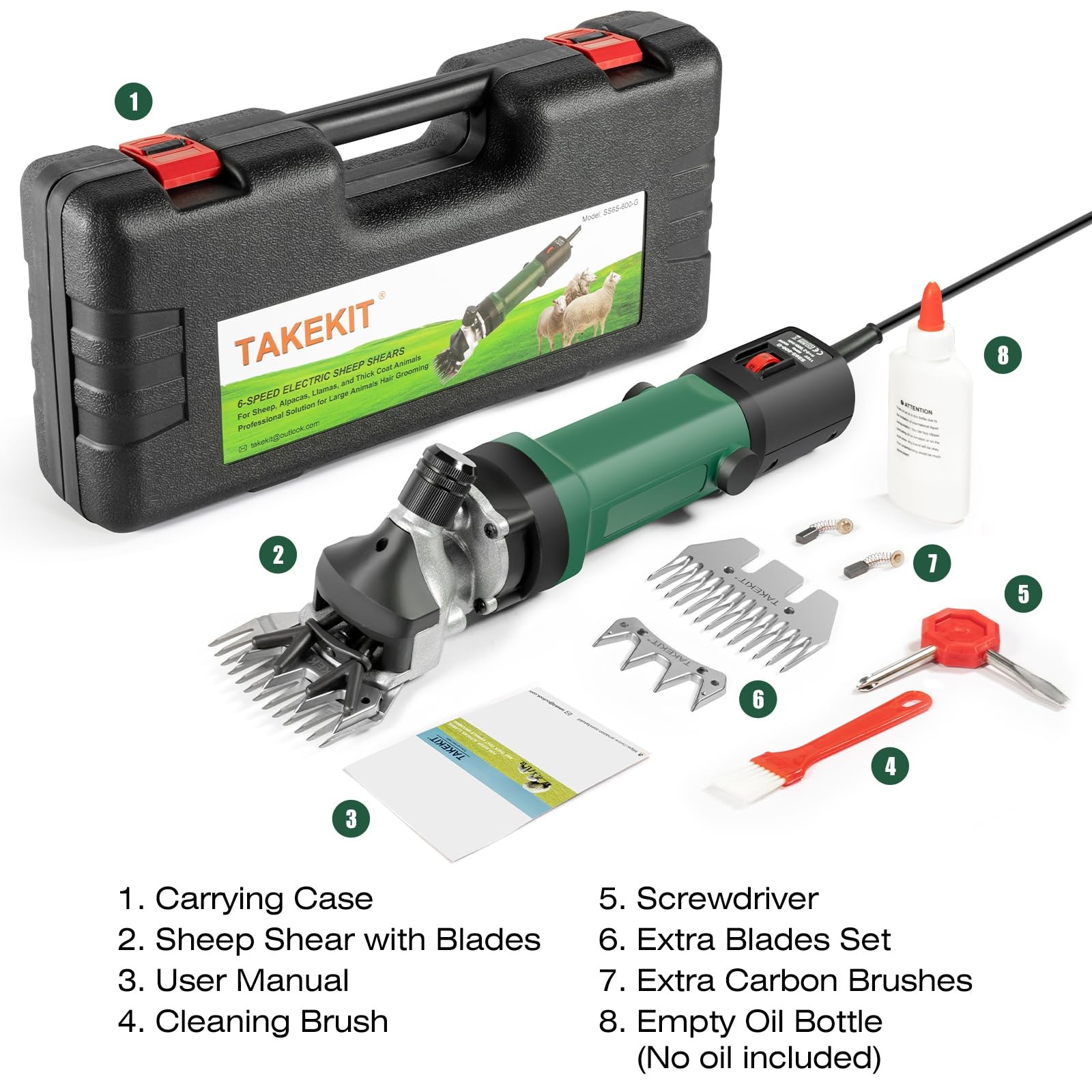 TAKEKIT Sheep Shears, 600W Professional Heavy Duty Sheep Clippers, 6 Speeds E…