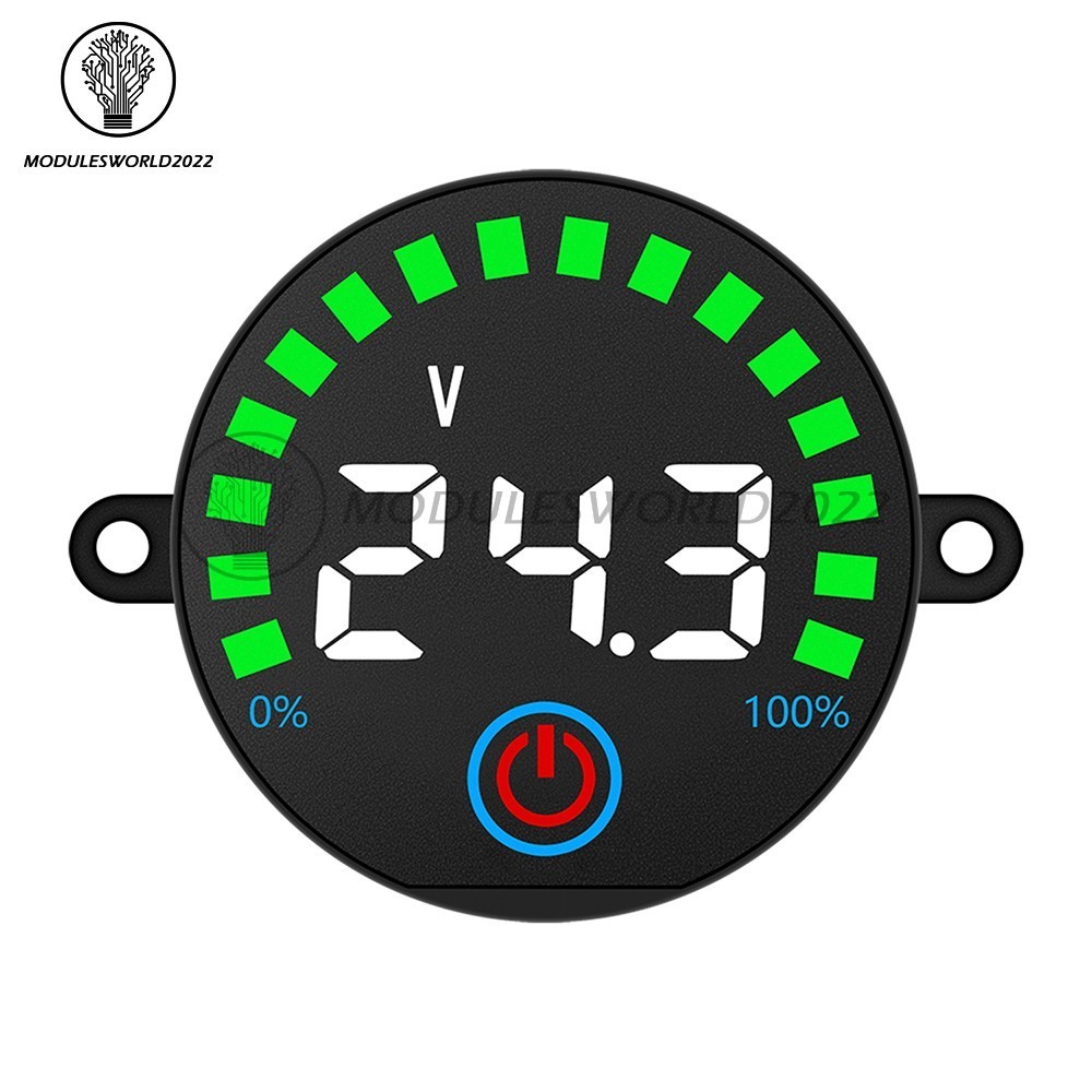 DC7-55V Acid/Li-ion LED Indicator Volt & Battery Level Display Power-Off Memory