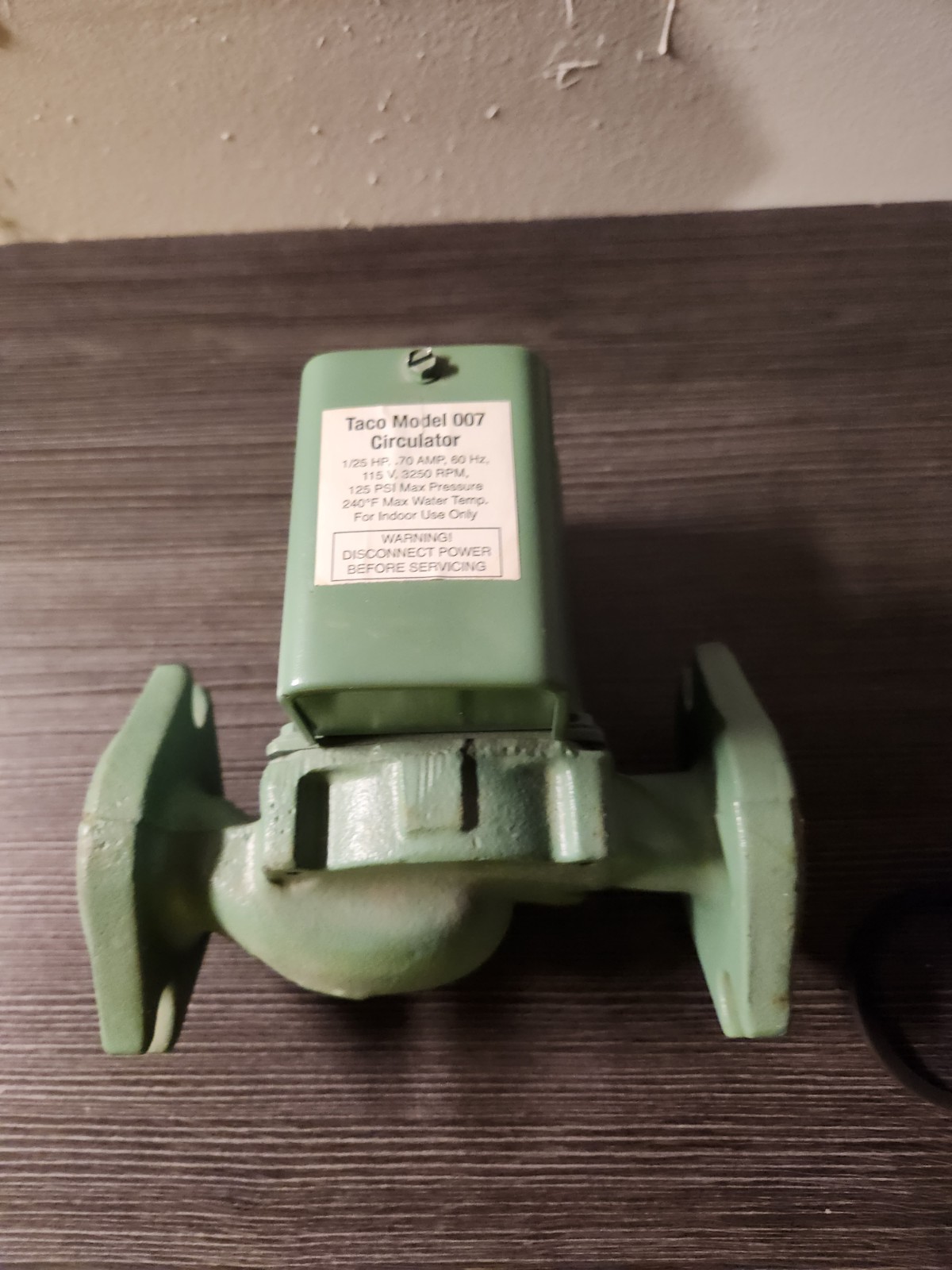 Taco 007-F5 Cast Iron Circulator, 1/25 HP