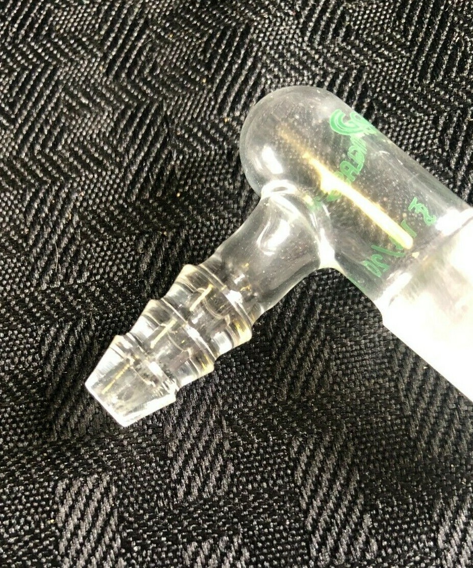 Chemglass 14/20 90° Bent Glass Inlet Adapter w/ 10mm Hose Connection, CG-1014-14