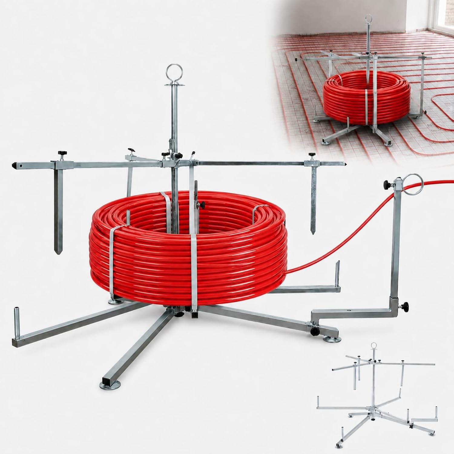 Heavy Duty 3/8 to 1 Inch PEX Pipe Uncoiler 220 Lb Capacity Foldable PEX