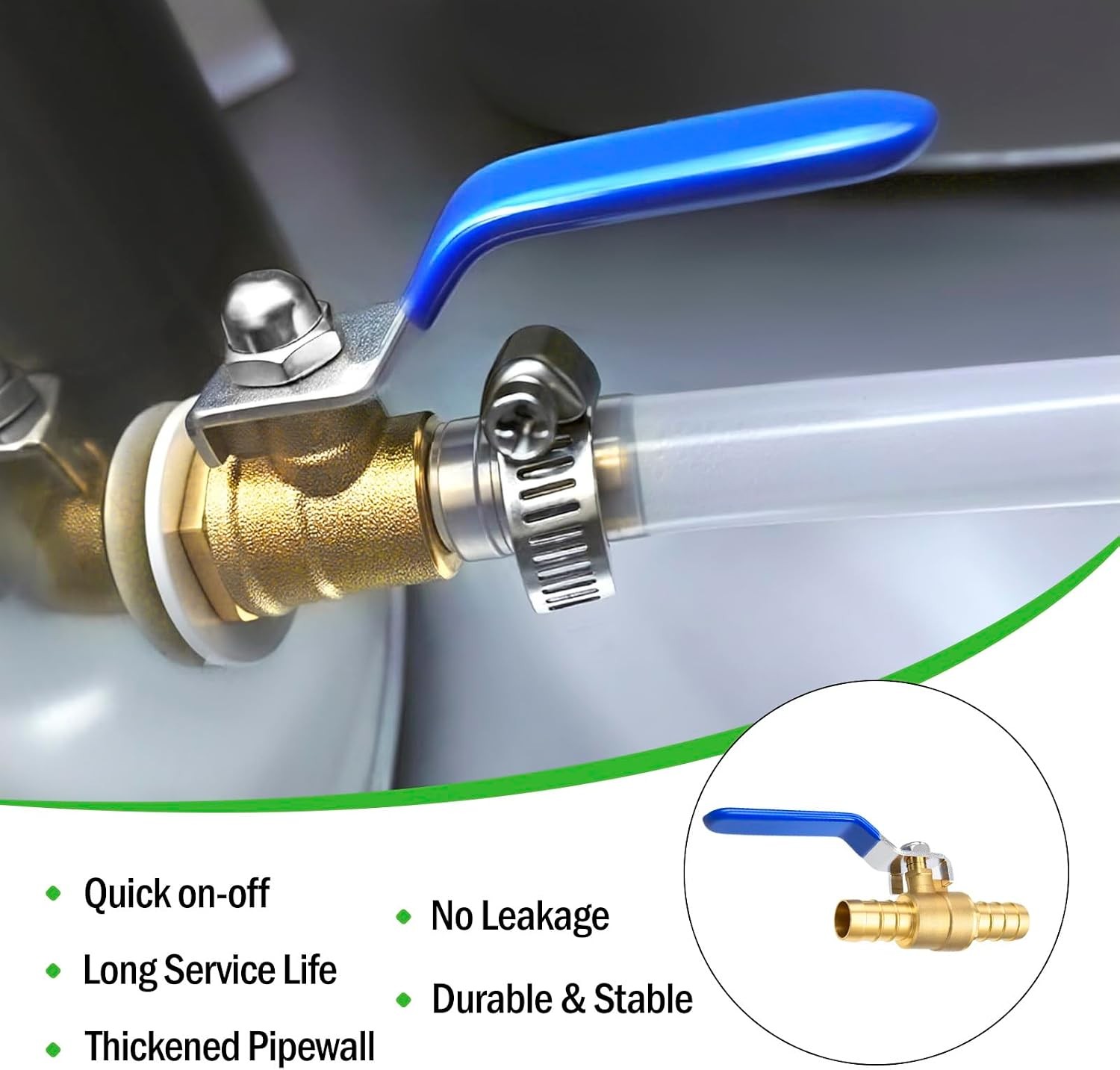 5/8″ Brass Hose Barb Ball Valve 2pcs