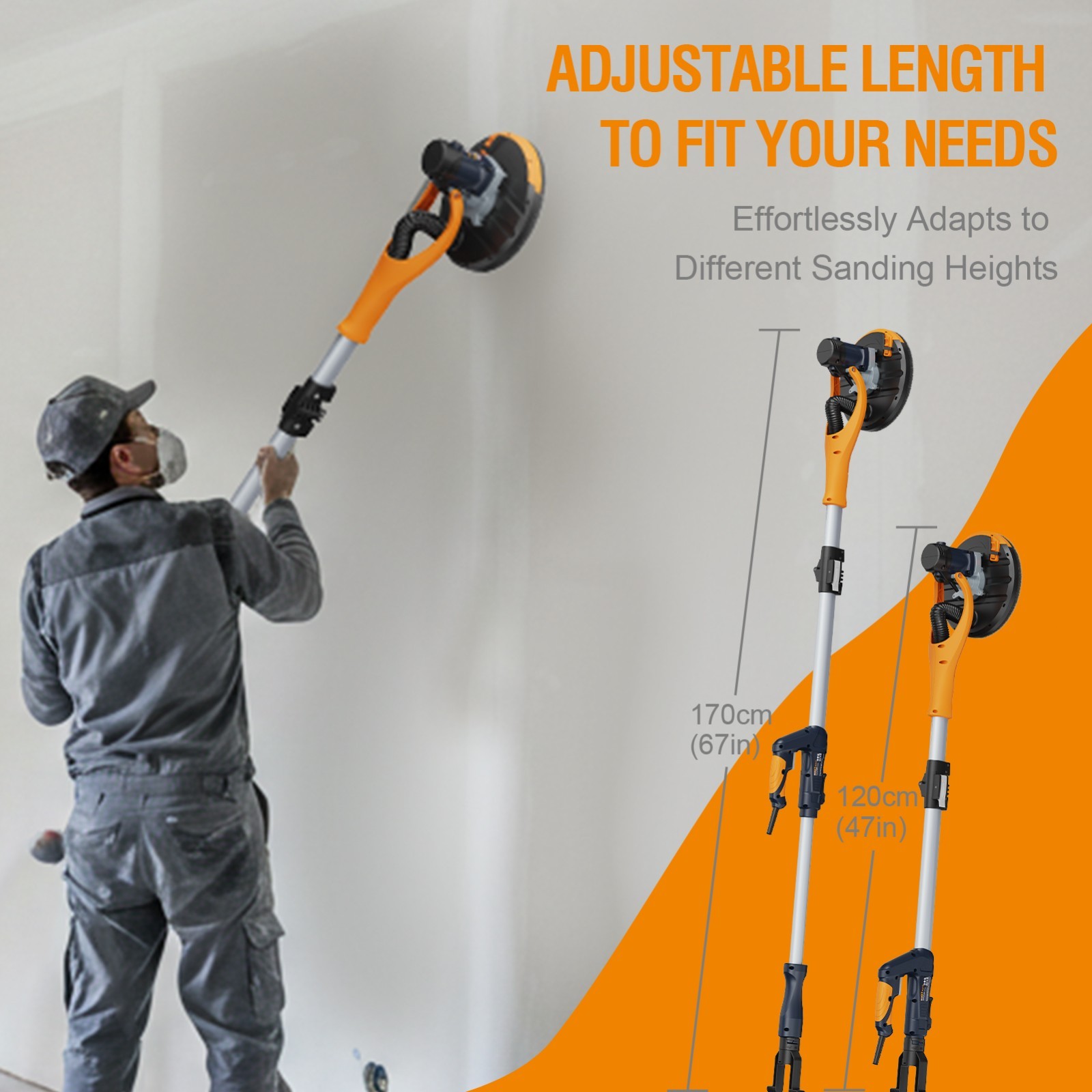 MAXXT Drywall Sander 5 Speed Foldable 800-1700RPM 6 Sandpapers Bag AUS Plug