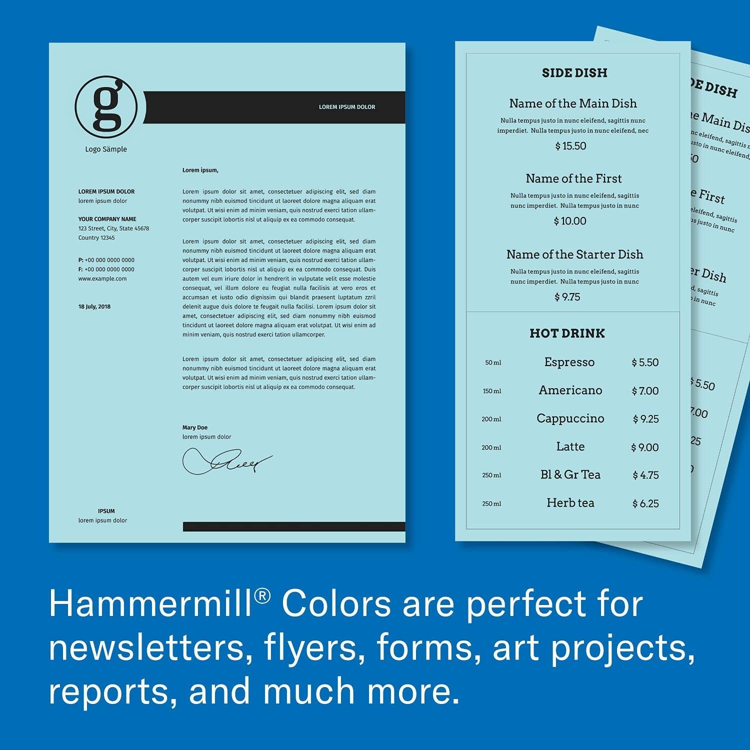 Colored Paper, 20 lb Blue Printer Paper, 8.5 x 11-1 Ream (500 Sheets) – Made …