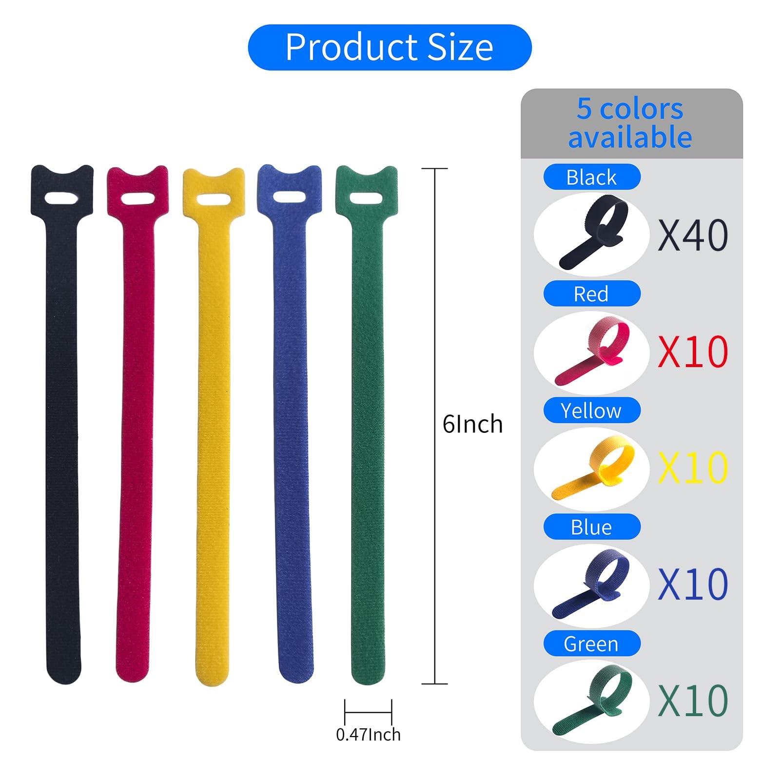 80 PCS 6 Inches Multi-Colour 6inches-56PCS, Black,red, Yellow, Blue and Green