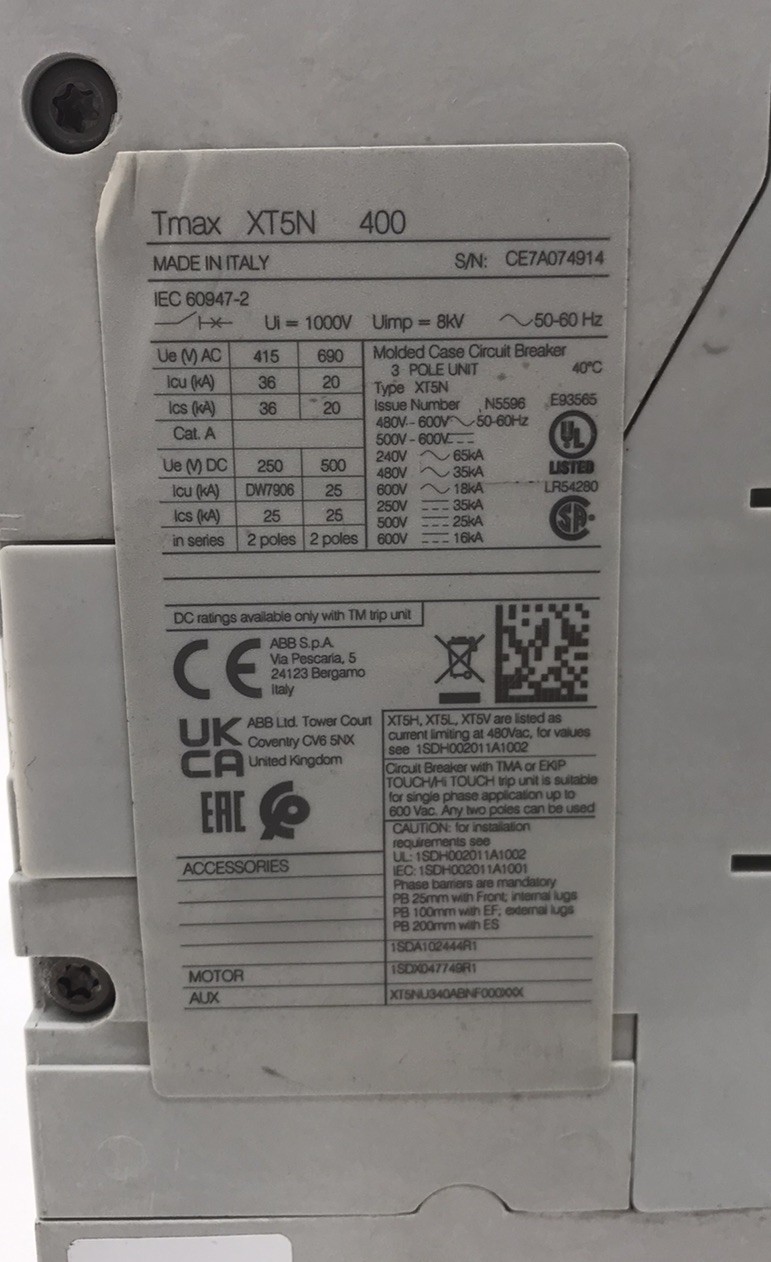 HOUSTON STOCK ABB XT5NU340ABNF000XXX XT5N 400 A REFURBISH FREE 2 DAY AIR BUY NOW